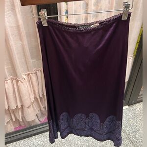 nwt dark purple glitter paisley midi skirt lace elastic waist